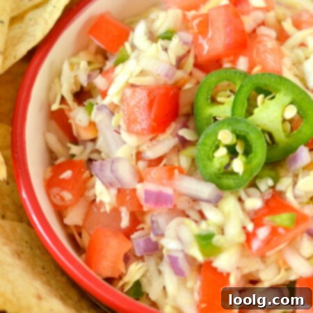 Spicy Jalapeno Cabbage Salsa in a bowl