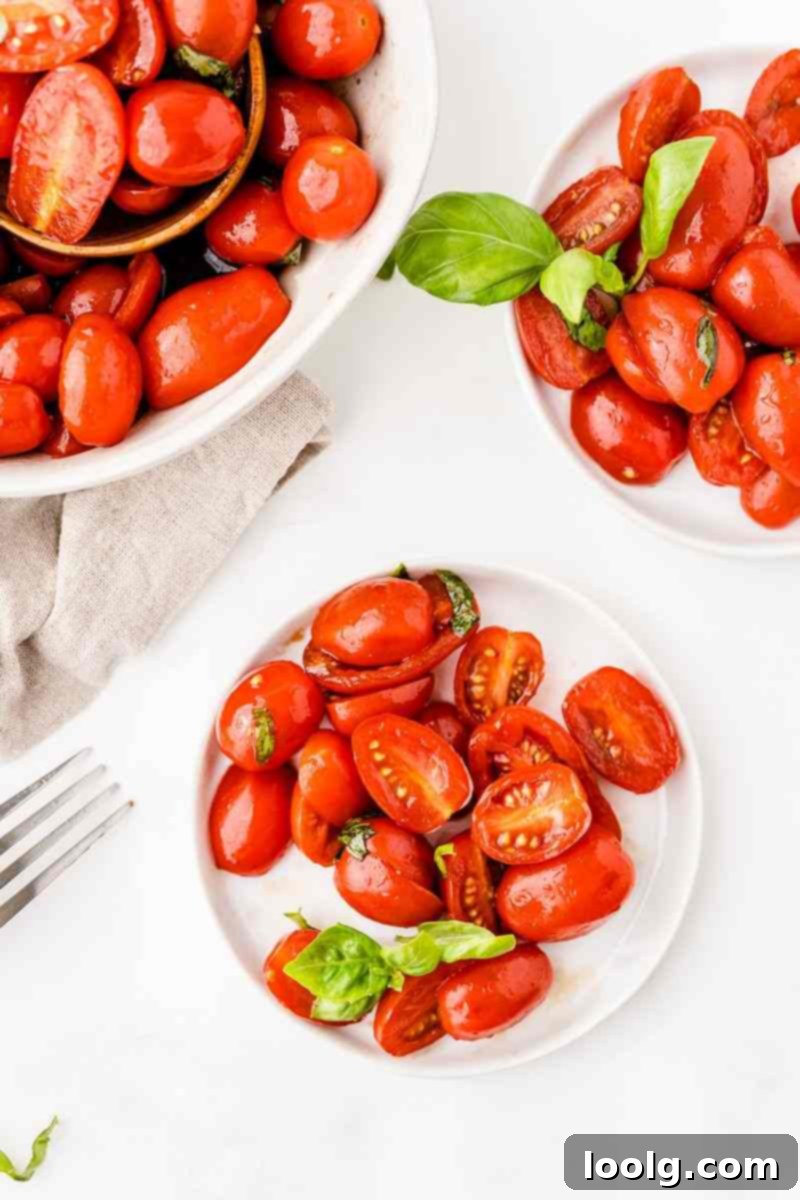 Fresh basil leaves for Italian tomato salad
