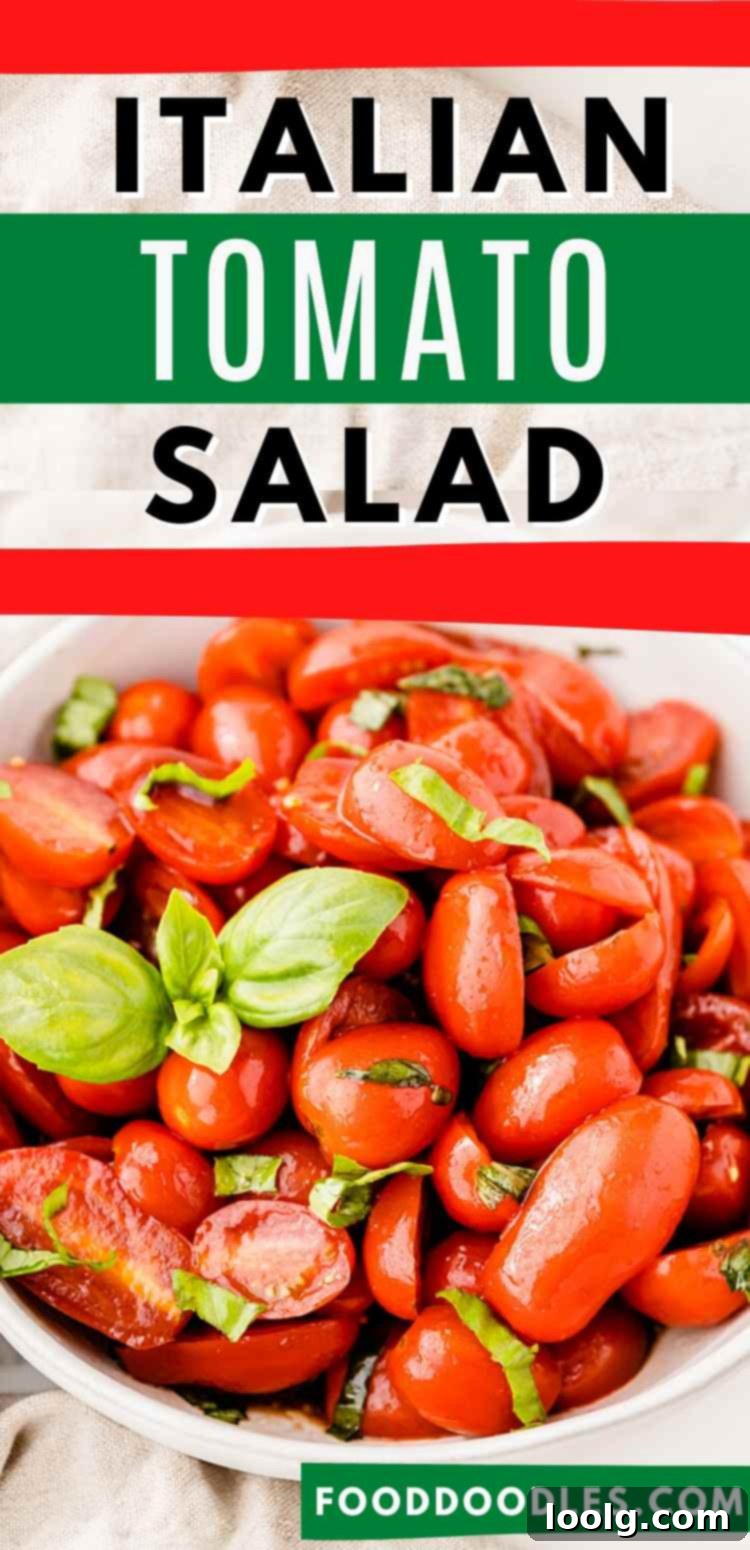 A bowl of fresh Italian Tomato Salad, ready to serve