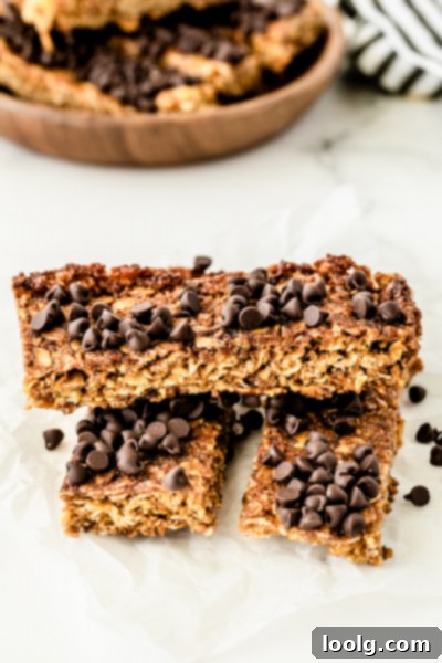 A close-up of the textured nut-free granola bars, highlighting their wholesome ingredients.