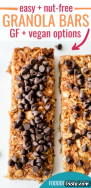 A close-up image of a stack of nut-free granola bars, with a bite taken out of the top one.