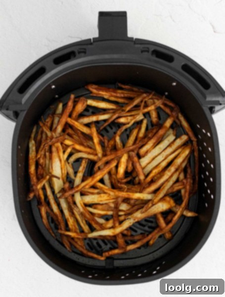 Air Fryer French Fries shown in the Air Fryer basket