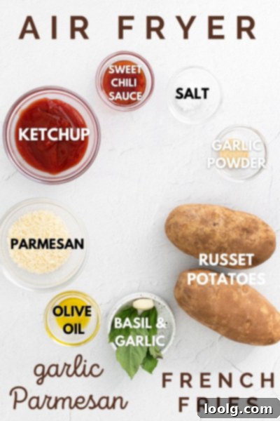 Ingredients for air fryer french fries