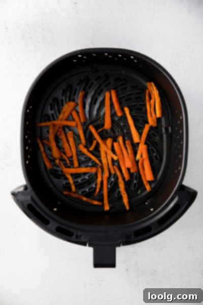 carrot fries in air fryer basket