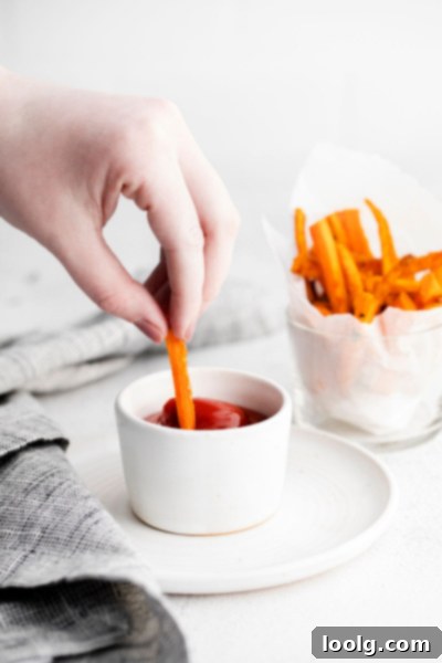 air fryer carrot fries dipped in sauce