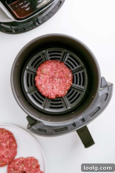 raw turkey burger in air fryer
