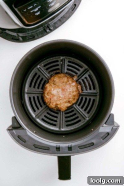 cooked turkey burger in air fryer