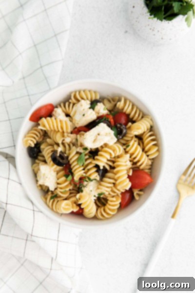 bowl of greek style pasta salad