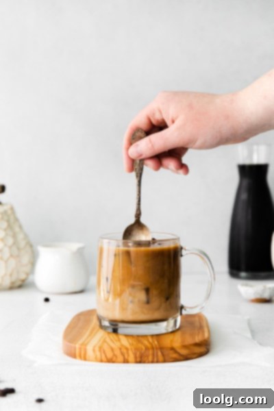 spoon stirring pumpkin cold brew