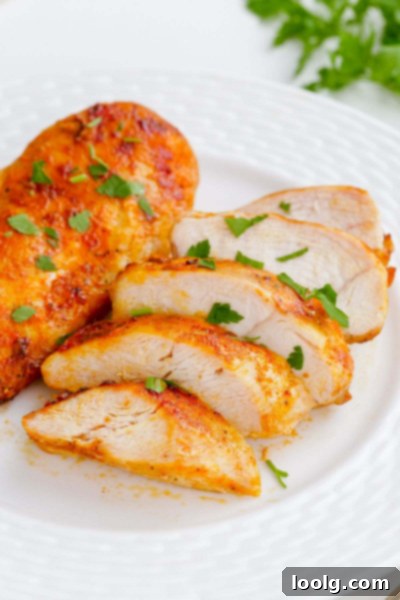 plate with sliced air fryer chicken breast