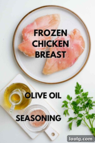 ingredients shown for air fryer frozen chicken breast