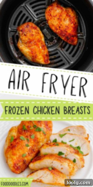 air fryer frozen chicken breasts pin 1