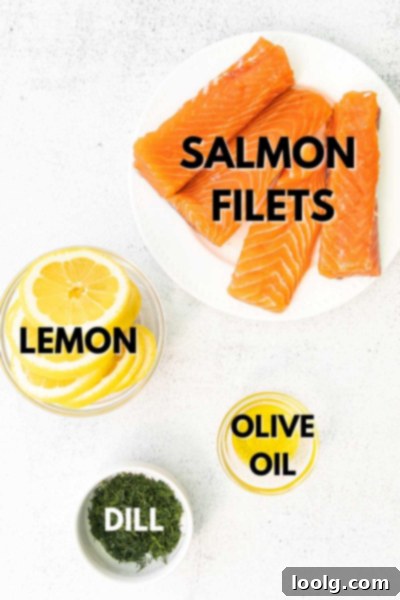 Ingredients laid out for Air Fryer Salmon preparation