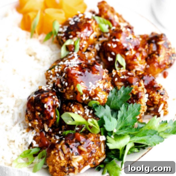 Air fryer teriyaki chicken on a plate with green onions and rice