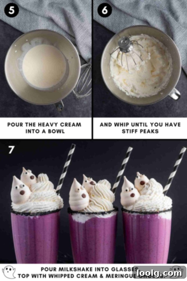 Step-by-step image showing blueberry sauce being blended.