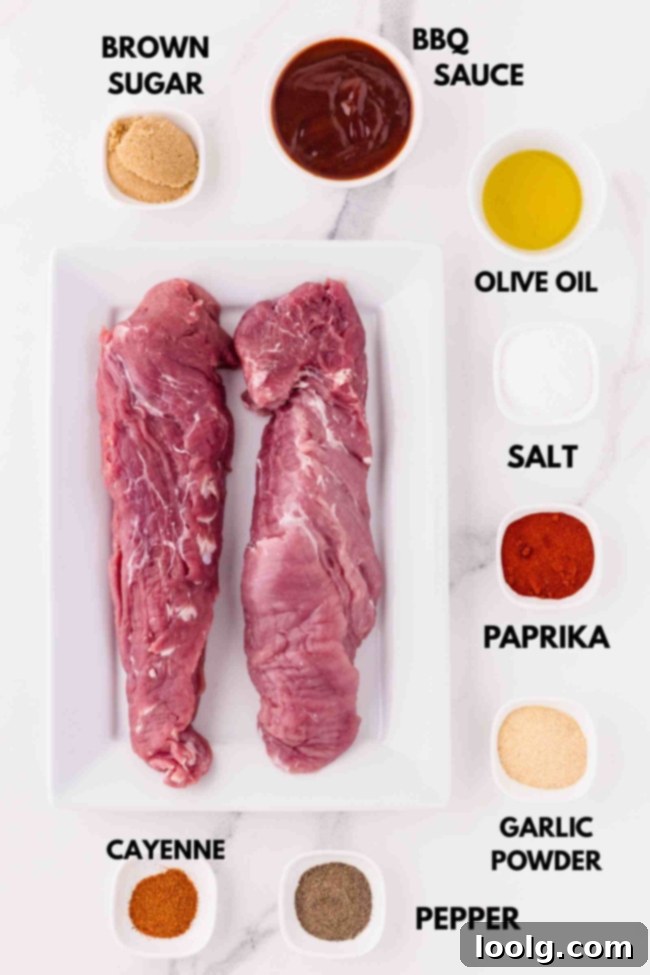 ingredients laid out to make smoked tenderloin