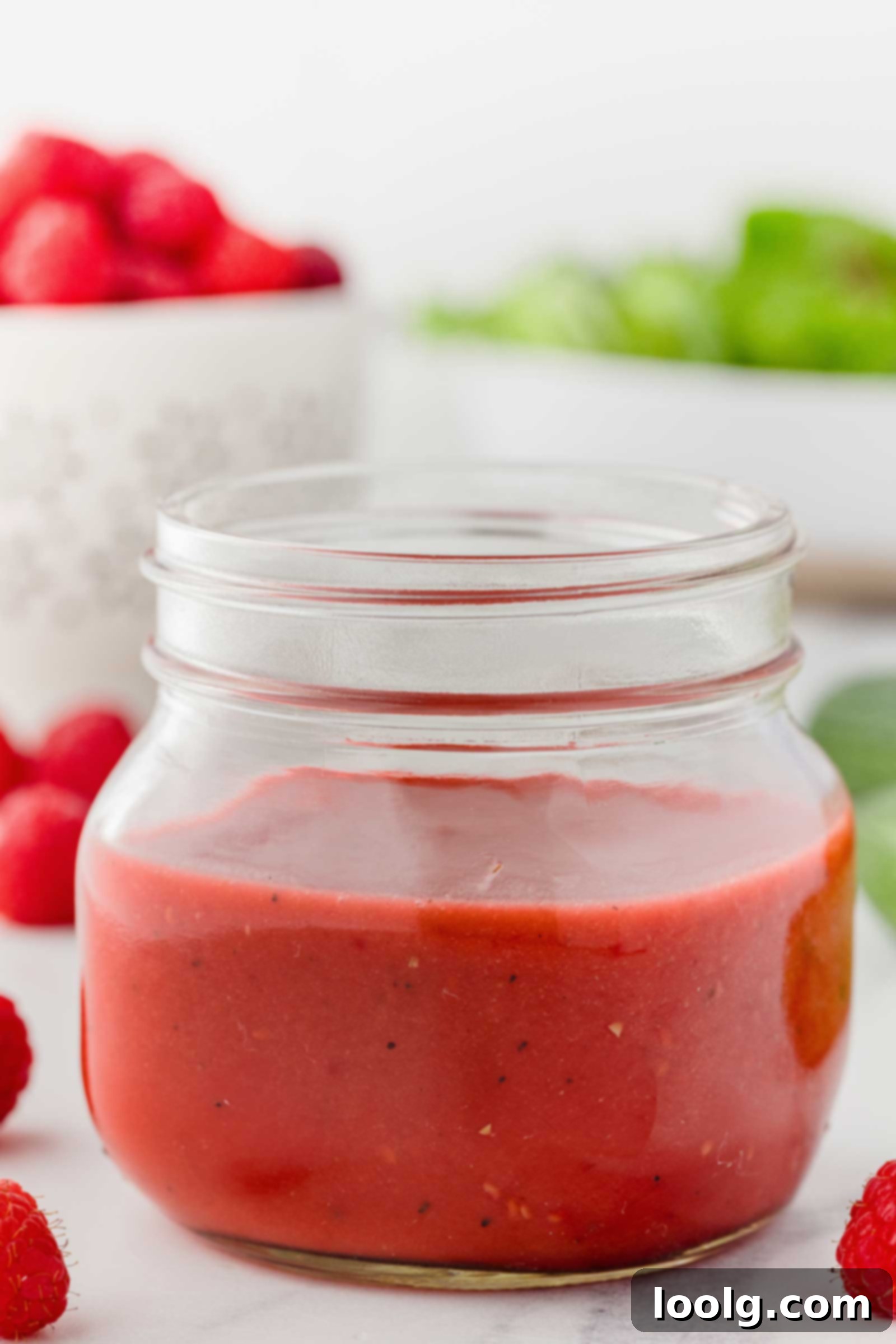 jar filled with raspberry vinaigrette 