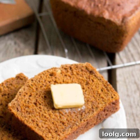photo of two slices of Icelandic brown bread with a pat of butter