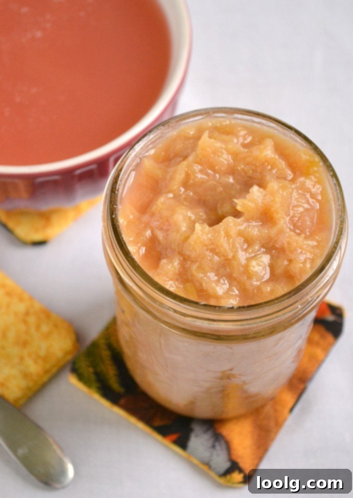 Honey Rhubarb Compote draining Bowl of fresh Rhubarb Compote with spoon