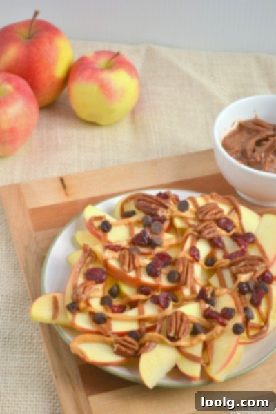 A final close-up of a delightful apple nacho, ready to be enjoyed