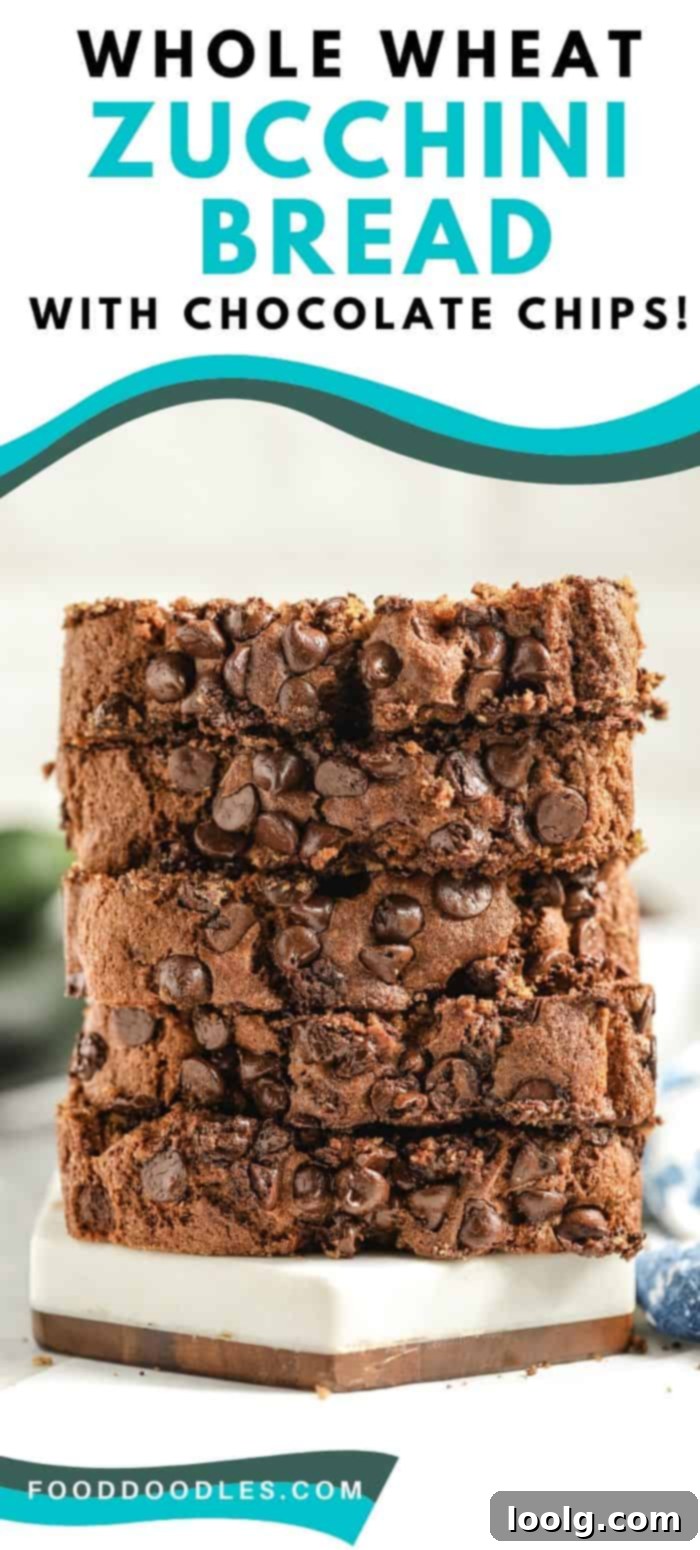 Moist whole wheat zucchini bread with chocolate chips