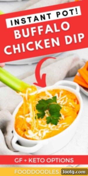 Ultimate Instant Pot Buffalo Chicken Dip 8 A bowl of freshly made Instant Pot Buffalo Chicken Dip, garnished with green onions, ready to serve