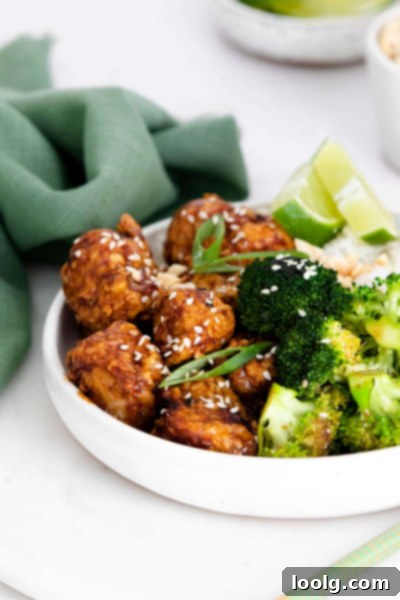 Crispy Air Fryer Sesame Chicken 6 Close-up of crispy air fryer sesame chicken