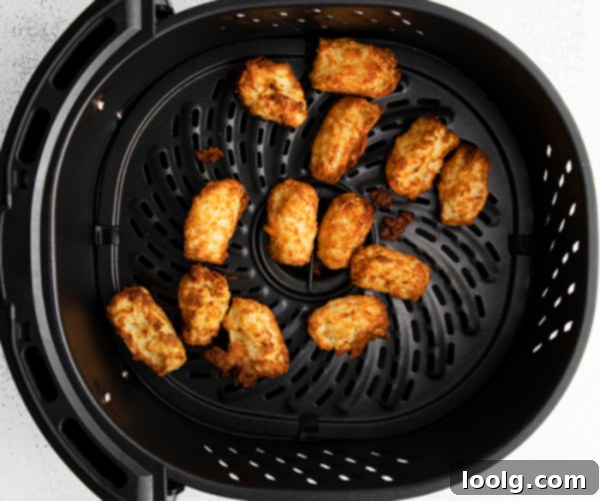 Crispy Air Fryer Tater Tots with Hash Brown Hack 7 tater tots in air fryer