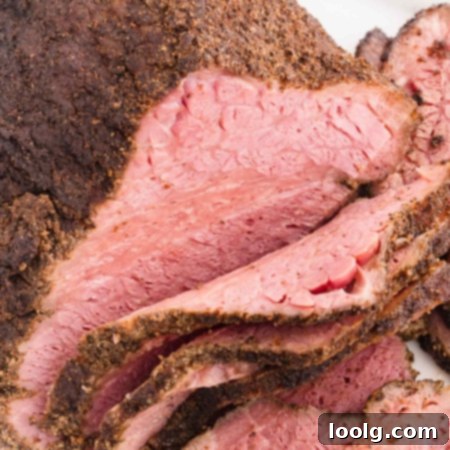 Slow-Smoked Corned Brisket 11 close-up of sliced corned beef slices