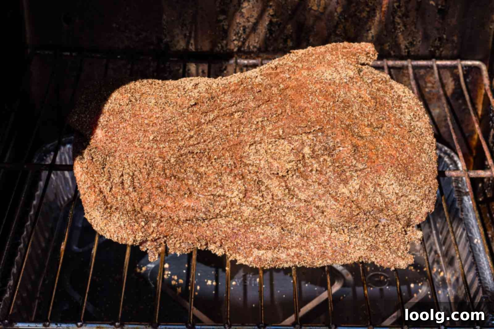 Slow-Smoked Corned Brisket 6 brisket, rubbed with seasoning, placed directly on the smoker grate