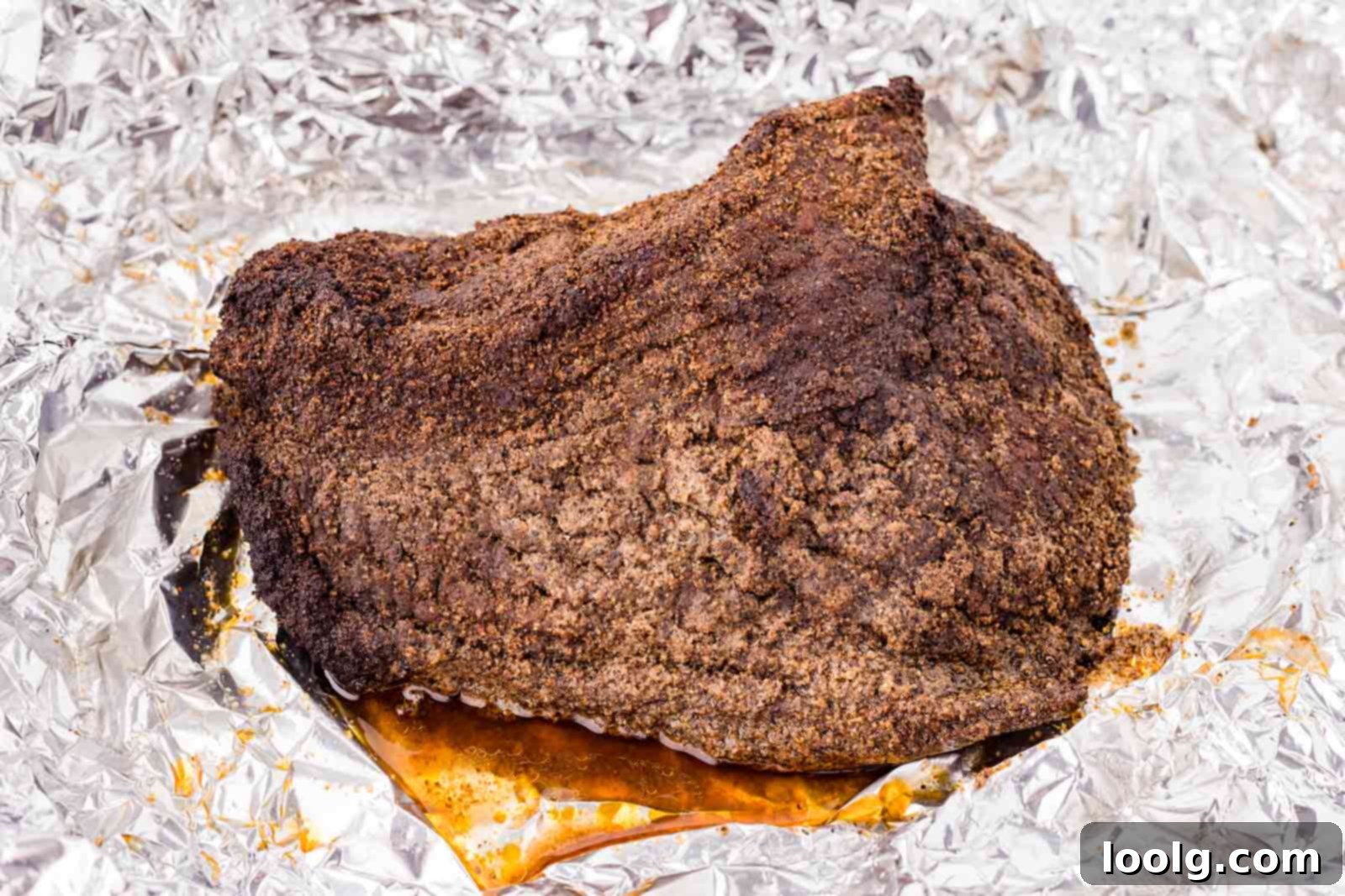Slow-Smoked Corned Brisket 9 finished corned beef in the foil packet, unwrapped