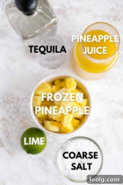 Easy 4-Ingredient Frozen Pineapple Margarita 3 ingredients for frozen pineapple margarita