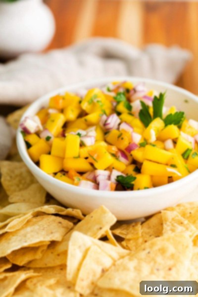 Tropical Heat Salsa 6 closeup of bowl with mango habanero salsa