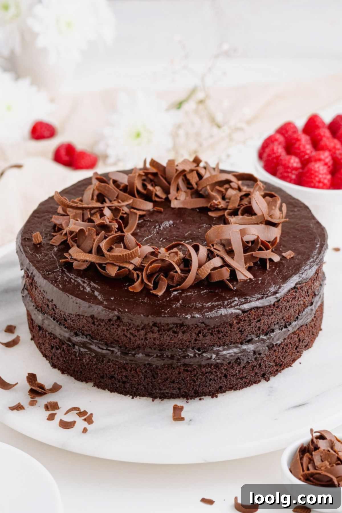Wholesome Chocolate Indulgence 9 full healthy chocolate cake on cake stand