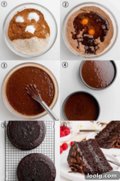 Wholesome Chocolate Indulgence 10 step by step process shots of how to make healthy chocolate cake