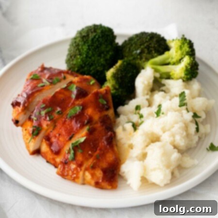 Perfect Air Fryer BBQ Chicken 11 plate of air fryer bbq chicken with veggies