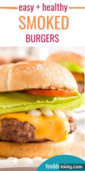 Smoky Burger Perfection 3 smoked burger on a plate with fresh toppings