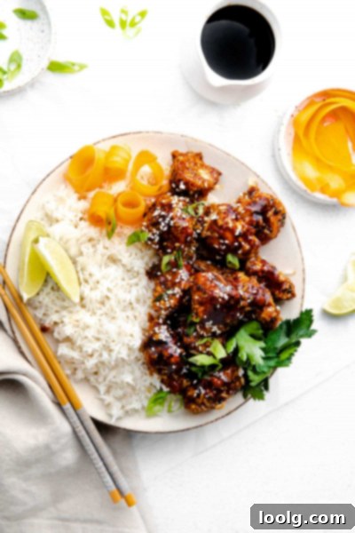 Crispy Air Fryer Teriyaki Chicken 8 large plate of air fryer teriyaki chicken with rice