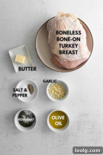 Perfect Air Fryer Turkey Breast 3 Ingredients for Air Fryer Turkey Breast laid out on a cutting board