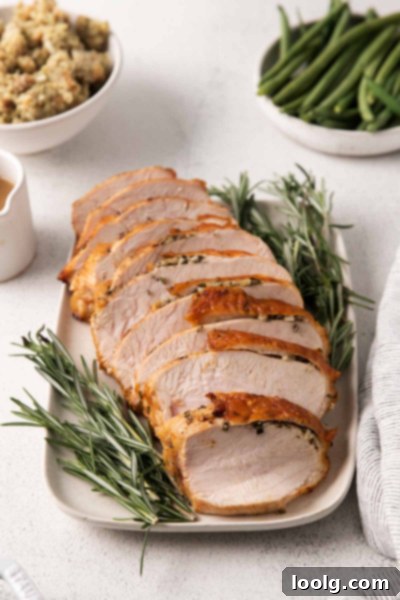 Perfect Air Fryer Turkey Breast 8 Air Fryer Turkey Breast sliced on a platter