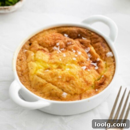 Easy Air Fryer Quiche 7 Image of a golden brown air fryer quiche that is easy to make in less than 20 minutes. It’s light and fluffy and can easily be made into your own signature quiche.