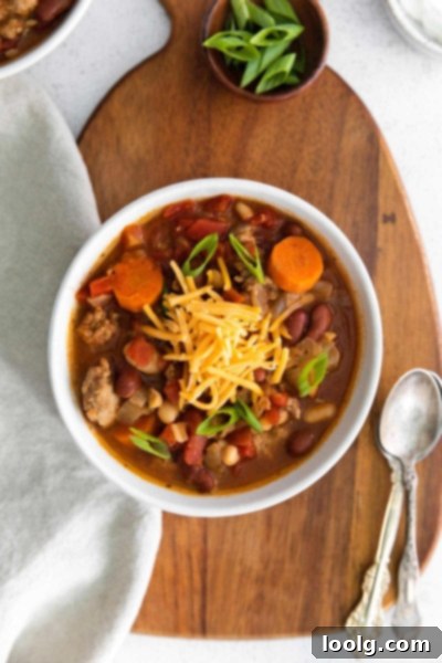 The Ultimate Instant Pot Turkey Chili 3 A second image of Instant Pot Turkey Chili, showcasing its rich texture, ready to be garnished.