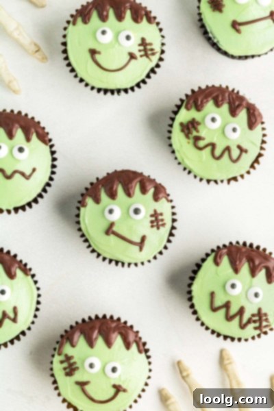 Finished Frankenstein cupcakes