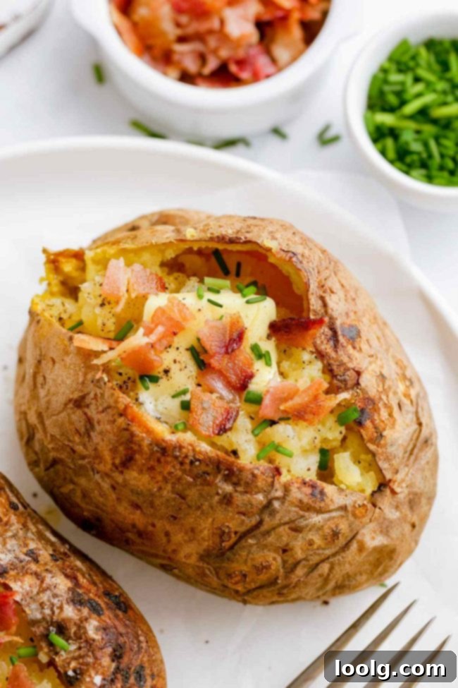 Your Air Fryer Game Day Playbook 8 Fluffy air fryer baked potato with toppings