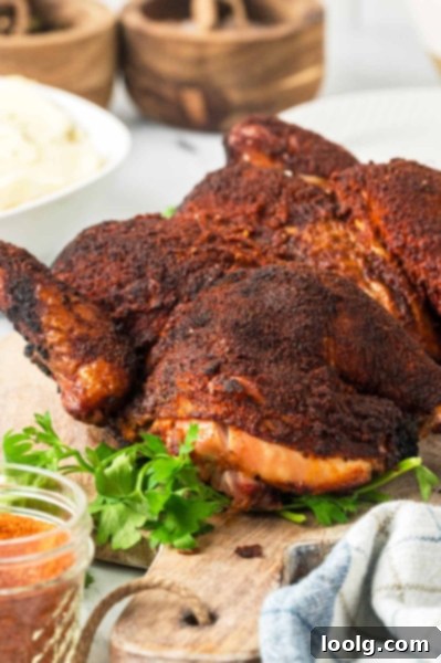 Succulent Smoked Spatchcock 2 Flattened whole chicken before smoking