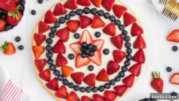 Patriotic Fruit Pizza 13 Another view of a decorated 4th of July Fruit Pizza