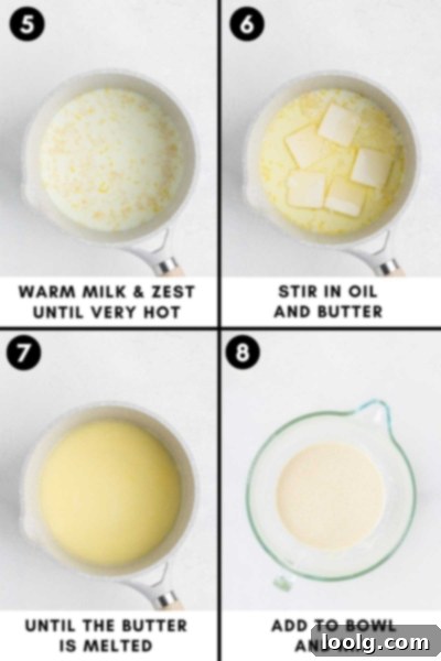 A Slice of Liberty 8 Instructional photo showing milk being heated for the cake batter