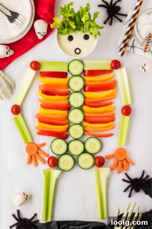 Bone-Appétit Veggie Display 2 Skeleton Veggie Tray close up