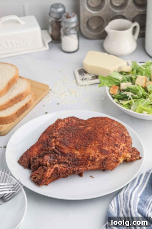 Artisan Smoked Turkey Breast 2 Deliciously smoked turkey breast, perfectly carved and ready to serve on a cutting board.