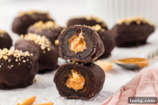 Decadent Chocolate-Dipped Dates 6 A final close-up shot of chocolate-covered dates, showcasing their rich texture and appealing presentation.